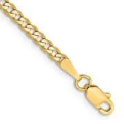 14K 9 inch 2.3mm Flat Beveled Curb Anket Bracelet Necklace