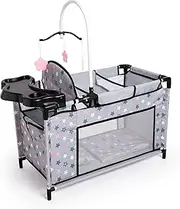 Bayer Design 62607AA Doll Bed with Cupboard, Seat, Mobile, Shelf, Duvet, Pillow, Doll Accessories