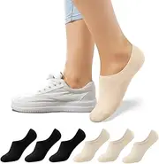 SIMIYA Invisible Socks No Show Socks for Women Casual Low Cut Socks with Non Slip Grip Cotton Liner Socks 6 Pairs