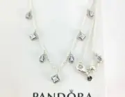 New Authentic Pandora Geometric Shapes Necklace # 398495C01 -45 - 17.7 inch