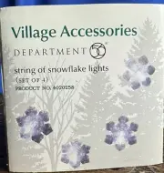 Dept 56 Village Accessories STRING OF SNOWFLAKE LIGHTS, Set of 4, 4020258, NEW