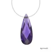 2 Cubic Zirconia Flat Pear Briolettes Beads 7x18mm Amethyst Purple #96139