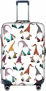 [FSCEV] Xmas Funny Gnomes Trolley Suitcase Protective Cover Business Travel Luggage Protector Fashion 18-32 Inches, White, L