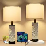 Set of 2 Touch Table Lamps with Fabric Shade UL 3-Way Dimmable Touch Control ...