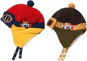 [LIFKOME] 2pcs Boys and Girls Decorative Warm Hats Adorable Cotton Pilot Hat Comfortable Unisex for Winter