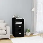 Compact & Stylish Black Drawer Cabinet, 40x50x76 cm, Engineered Wood - 3 Drawers & Upper Shelf Storage Solution