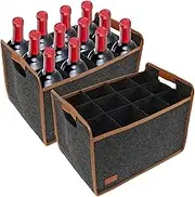 2Pcs 12 Bottle Wine Carrier Felt Wine Tote Bag Collapsible Wine Bottle Carrier with Handles Wine Carrier Tote for Travel Party Picnic Dinner