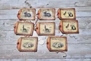 8~Easter~Primitive~Farmhouse~Rabbit~Hare~Linen Cardstock~Gift~Hang~Tags