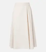 ['S Max Mara] 'S Max Mara Desy cotton poplin midi skirt UK 12 white