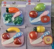 just Pretending Cut Fruit Vegetables Kitchen Toy Child Slicable food Set 4 set
