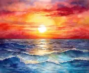 OCEAN SUNSET WAVES CLOUDS COLORFUL COMPUTER MOUSE PAD 9.25 x 7.75