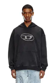 [Diesel] Diesel - Hoodie with multi-layered logo print - Sweaters - Man - Black 3XL Black