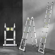4.2M Telescopic Ladder, 10 Step Ladder, Aluminium Multi-Purpose Folding Ladder T