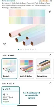Poster Board,School Board, Bulletin Board Paper Roll Fade Resistant Pastel Color