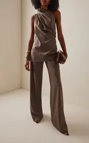 [SEV] High-Rise Lightweight Wool Wide-Leg Pants