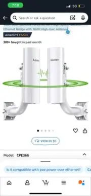 Gigabit Wireless Bridge with Mounts,Point to Point/Multipoint WiFi Bridges,Ou...