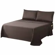 Combed Cotton Bed Flat Fitted Sheet Set Soft Single Double Queen King Size Chocolate