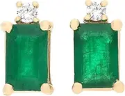 Gin & Grace14K Yellow Gold Natural Zambian Emerald Earrings With Natural Diamonds For Women