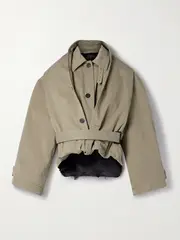 [Balenciaga] Balenciaga - Oversized Cropped Cotton-gabardine Trench Coat - Army green - FR 38 FR 38 Green