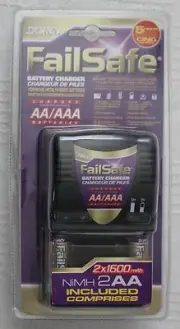 Dorcy FailSafe AA/AAA Battery Charger 2 NiMH AA Batteries Included 5 Hour Charge