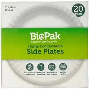 Biopak Round Side Plates 18cm White 20 Pack