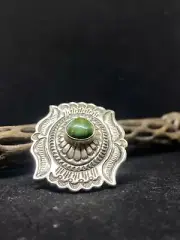 Native American Navajo Sonoran gold turquoise Sterling Silver Ring Size 12