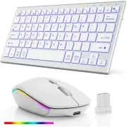 Wireless Bluetooth Keyboard and Mouse Combo - RGB Backlit,Multi-Device Rechar...