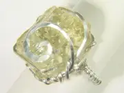 BUTW Hammered Sterling Silver Wire Wrapped Green Apatite Ring (Size 6) 9914D TLE
