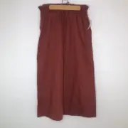 NWT $98 ANTHROPOLOGIE M burnt orange wide leg waist paperbag pants w/ pockets
