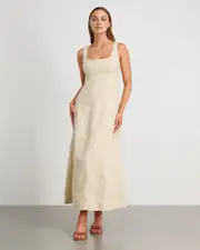 [Jag] Jag Women's Daphne Linen Dress In Natural Neutrals Size 16 16 Neutrals