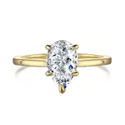 ANYCO Ring S925 Sterling Silver CZ 8A 18K Gold Plated Ring Oval Pear Waterdrop Shape Promise Engagement Rings For Women