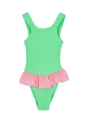 Hunza G Kids Denise Seersucker Swimsuit (7-12 Years) - Green - 7YR-12YR (M) 7YR-12YR (M)