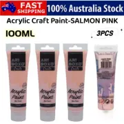 3PCS 100ml Salmon PInk Kid Acrylic Craft Paint Student Water Based Art Non Toxic