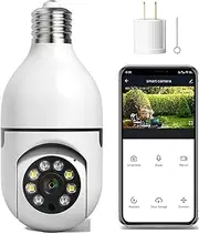 3MP Light Bulb Security Camera for Home Security, 360° WiFi Smart Light Socket Security Camera Outdoor Wireless, Lightbulb Camera with Motion Detection, Two Way Talk, Compatible with Alexa (1Pack)