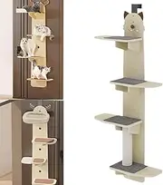 Door-Hanging Cat Climber – 4-Level Over-Door Cat Shelf with Removable Soft Mats & Scratching Post, Space-Saving Vertical Perch for Indoor Cats to Climb & Rest Cat