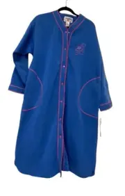 Nightgear Robe Blue Vintage Size M Loungewear Snap Button Front V Neck NWT