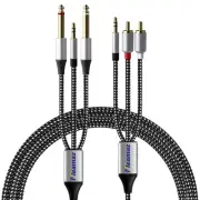 6.56ft/2M RCA to 1/4" 6.35mm Audio Cable RCA to 3.5mm Male to Male Bi-Directi...