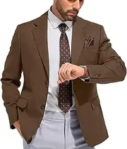 [Fxzpiodi] Men's Suits Slim Fit Casual Knit Blazer Sport Coats Suits Jacket Lightweight Wedding Business Party Two Buttons Men Blazer