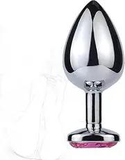 BDSM stainless steel butt plug metal anal plug for G-spot anal beads with diamonds anal plug SM sex toy for couples(M)