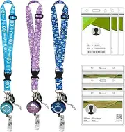 YQkangzhu 3Pcs Retractable Cruise Lanyard, Adjustable Cruise Ship Lanyard with 6Pcs Waterproof ID Badge Reel Holder, Detachable Buckle Cruise Ship Key Card for Carnival Royal Caribbean Luggage Tags