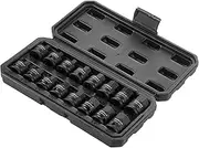 Amazon Brand - Denali 16-Piece 0.95CM Drive Impact Hex Driver Set, SAE/Metric Size with Carrying Case