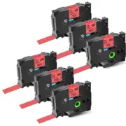 6PK TZ-451 TZe-451 Black on Red Label Tape Compatible with Brother P-Touch 24mm