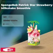 SEMBO 612214 SpongeBob Patrick Star Strawberry Milkshake Smoothie with 187 Pieces