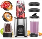 850W Personal Smoothie Blender Juice Mixer with 2 Travel Cups & Grinder BPA-Free