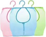 Hanging Mesh Storage Bag Clothes Peg Bag Mesh Storage Bag with Hook Hanging Storage Basket for Wardrobe Laundry 3PCS