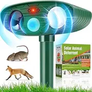 Cat Repellent, Solar Powered Waterproof Animal Deterrant, Solar Powered Deterrent with Motion Sensor and Flashing Lights Outdoor Solar Farm Garden Yard Device, Dogs, Cats, Birds