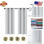 Thermal Insulated Greyish White Room Darkening Curtains – 2 Panels, 42"W x 72"L
