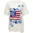 The Skyline Collection Sparkling Stars and Stripes Cotton T-Shirt in White, XL
