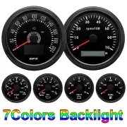 6 Gauge Set 85MM GPS Speedometer 200Km/H & Fuel Level Water Temp Oil Press Volt