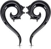 [JESMODA] 2PCS Glass Ear Tapers Plugs Black Spiral Gauges for Women Men Handmade Ear Stretchers Piercing Jewelry
